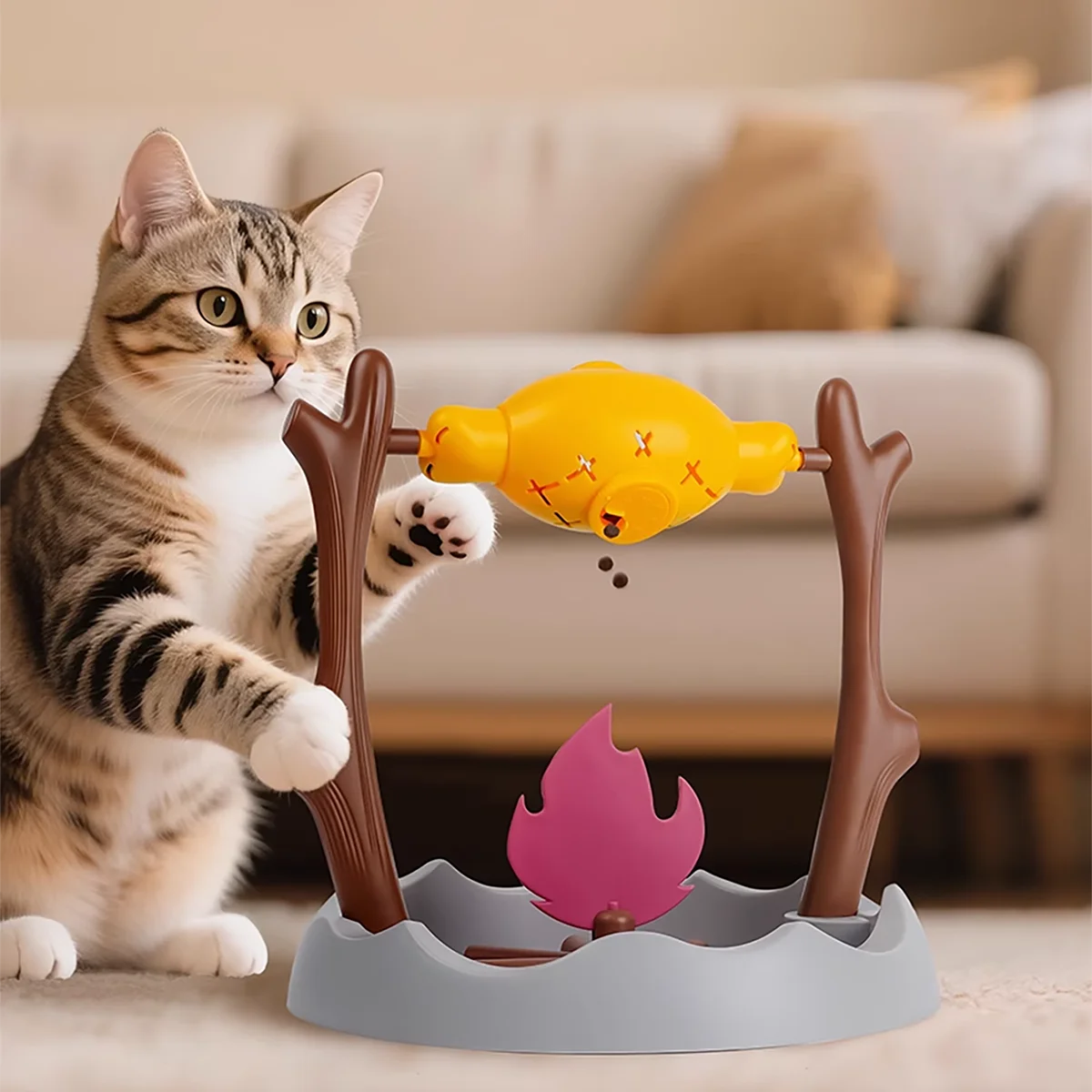 PurrFire™ Interactive Treat Dispensing Cat Toy – Slow Feeder Puzzle Ball for Mental Stimulation