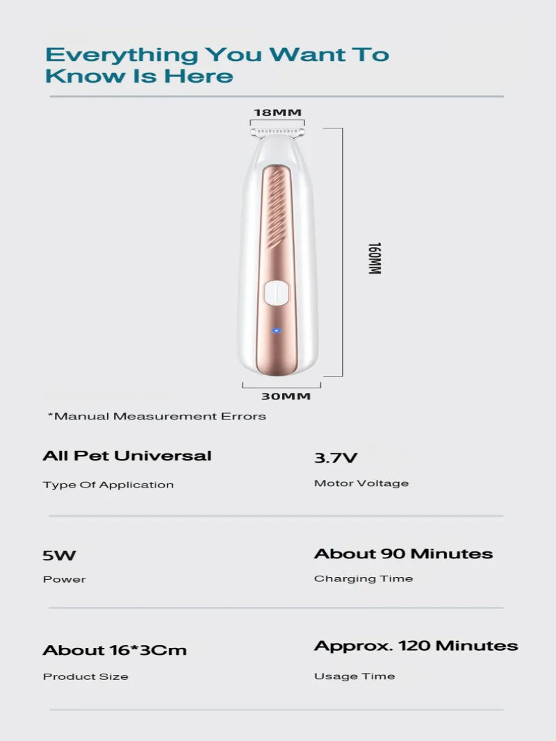 FurClean™ Electric Pet Grooming Clipper – Low Noise Dog & Cat Hair Trimmer